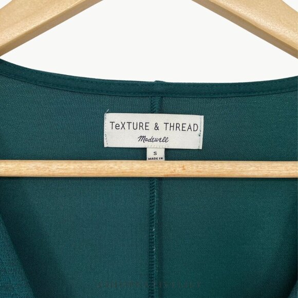 Madewell Texture & Thread Women's Long Sleeve Tie Mini Dress Sz Small, Green - Picture 9 of 11